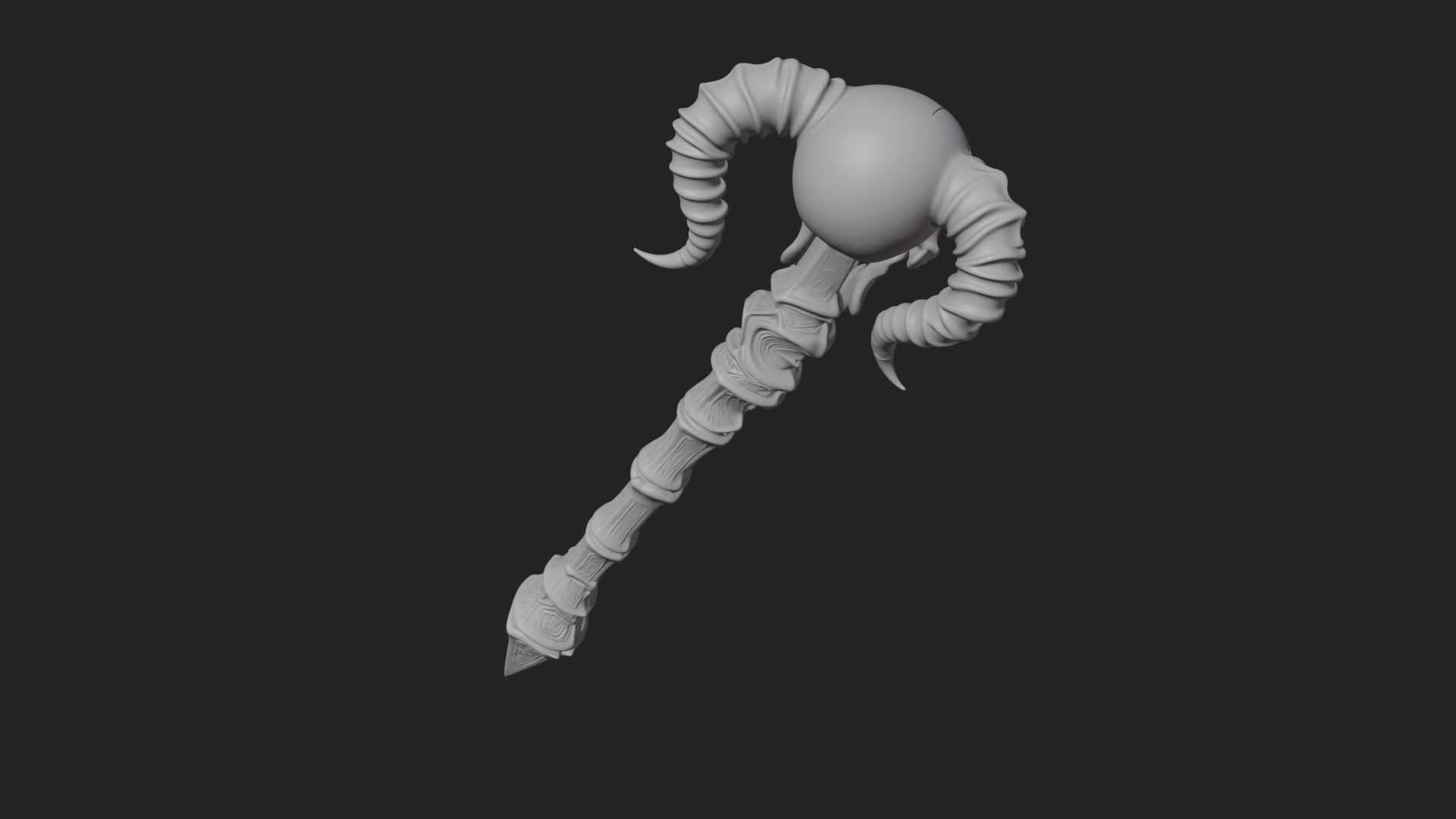 Carved Bone Staff Model Design 12 3D Print Model 3D Model
