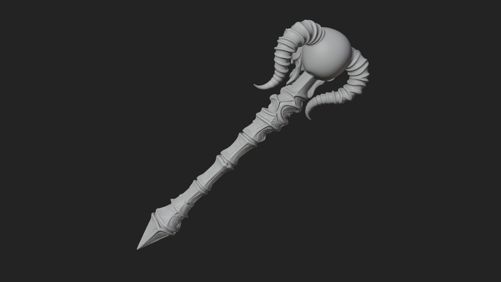 Carved Bone Staff Model Design 12 3D Print Model 3D Model