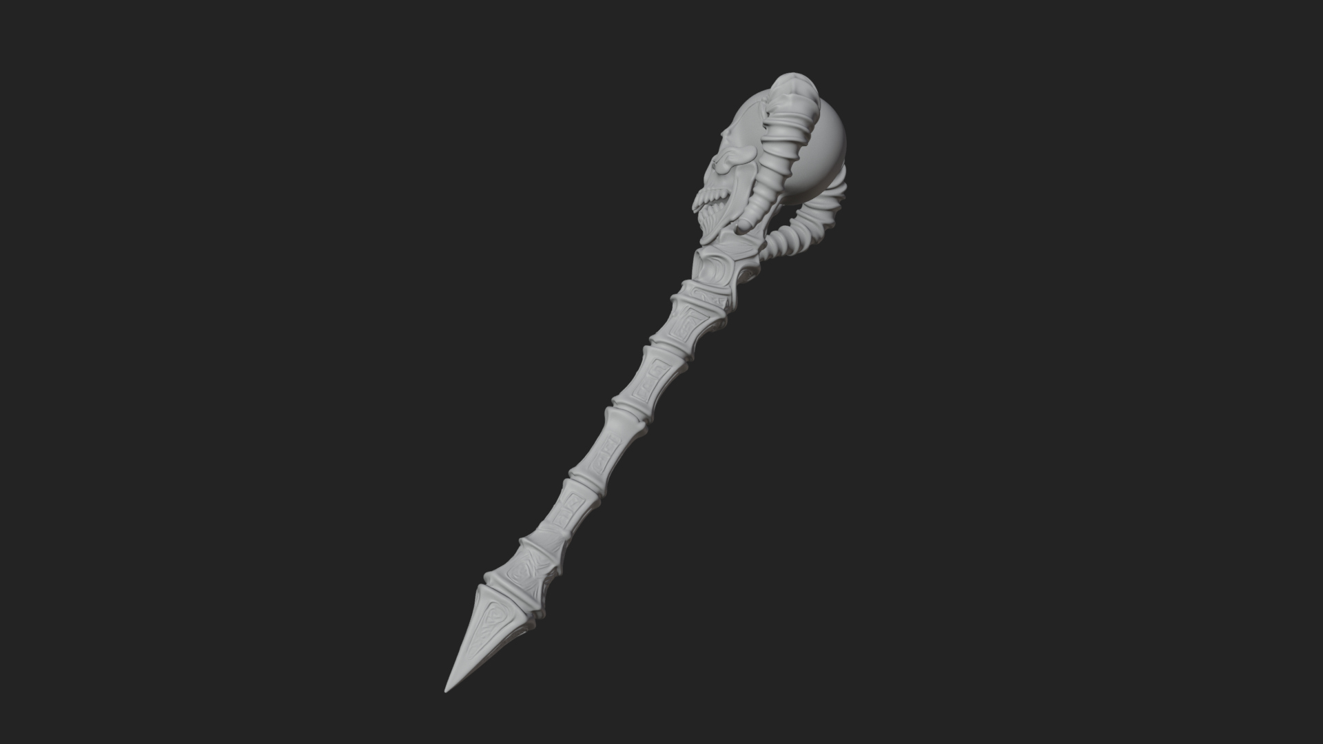 Carved Bone Staff Model Design 12 3D Print Model 3D Model