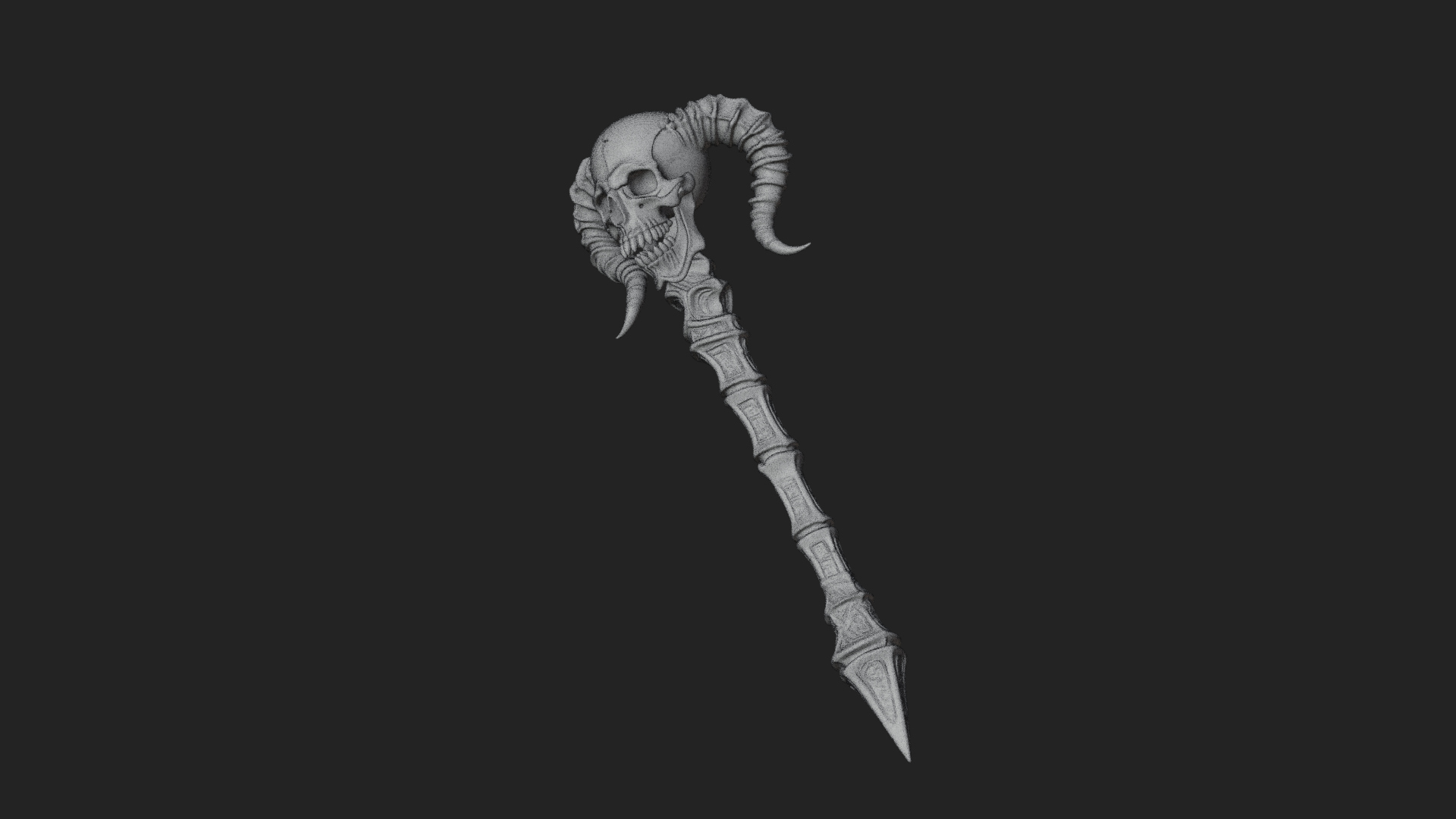 Carved Bone Staff Model Design 12 3D Print Model 3D Model
