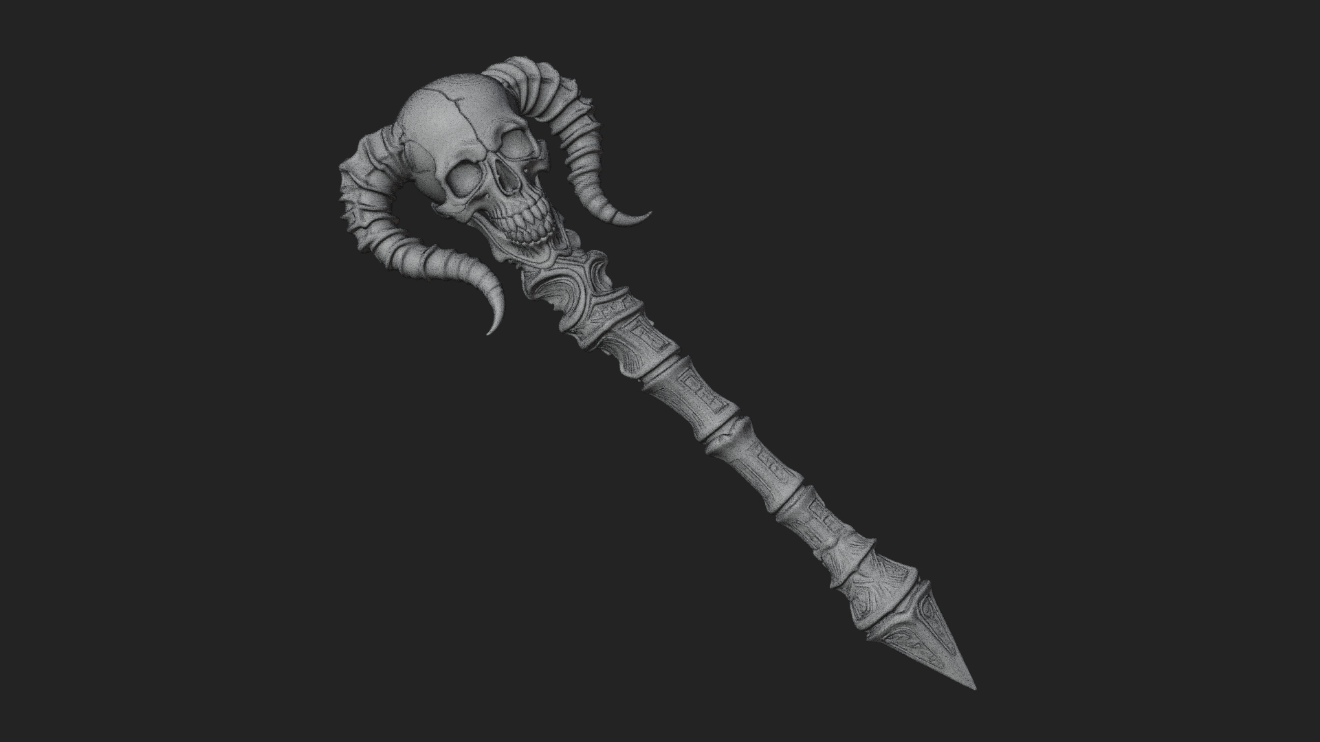 Carved Bone Staff Model Design 12 3D Print Model 3D Model