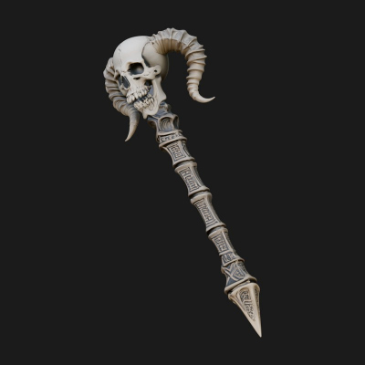 Carved Bone Staff Model Design 12 3D Print Model