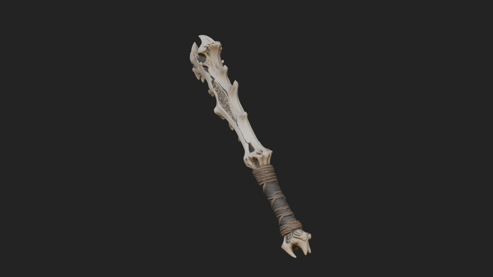 Carved Bone Staff Model Design 2 3D Print Model 3D Model