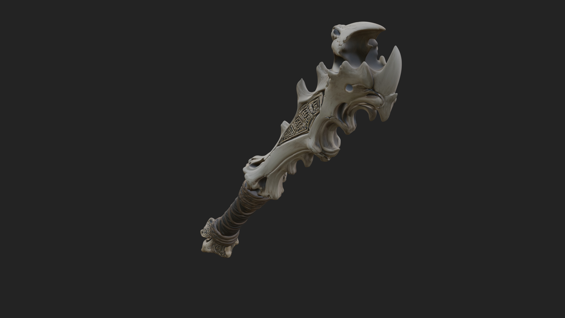 Carved Bone Staff Model Design 2 3D Print Model 3D Model