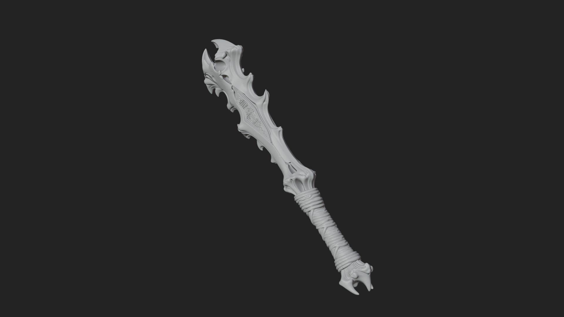 Carved Bone Staff Model Design 2 3D Print Model 3D Model