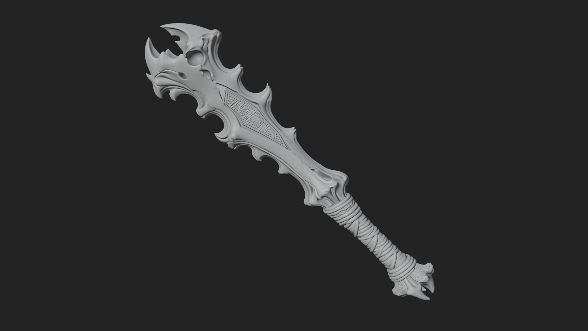 Carved Bone Staff Model Design 2 3D Print Model 3D Model