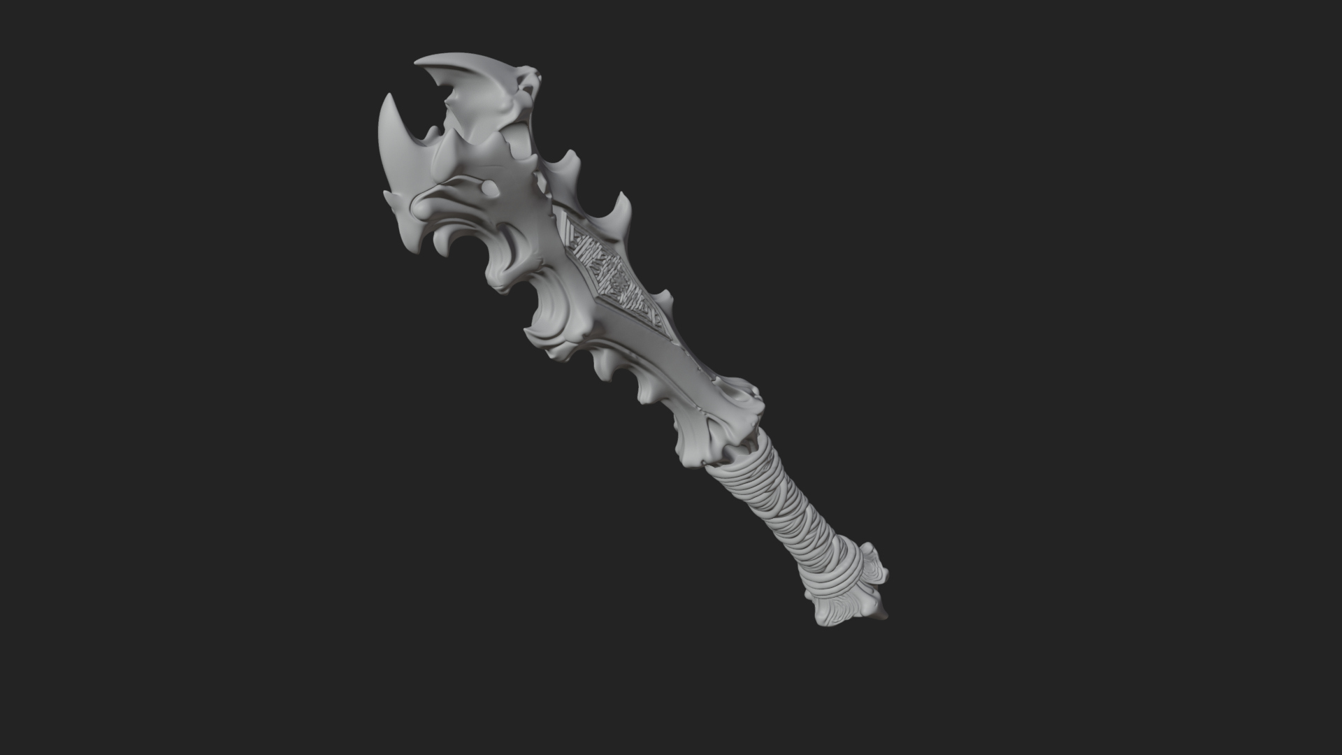 Carved Bone Staff Model Design 2 3D Print Model 3D Model