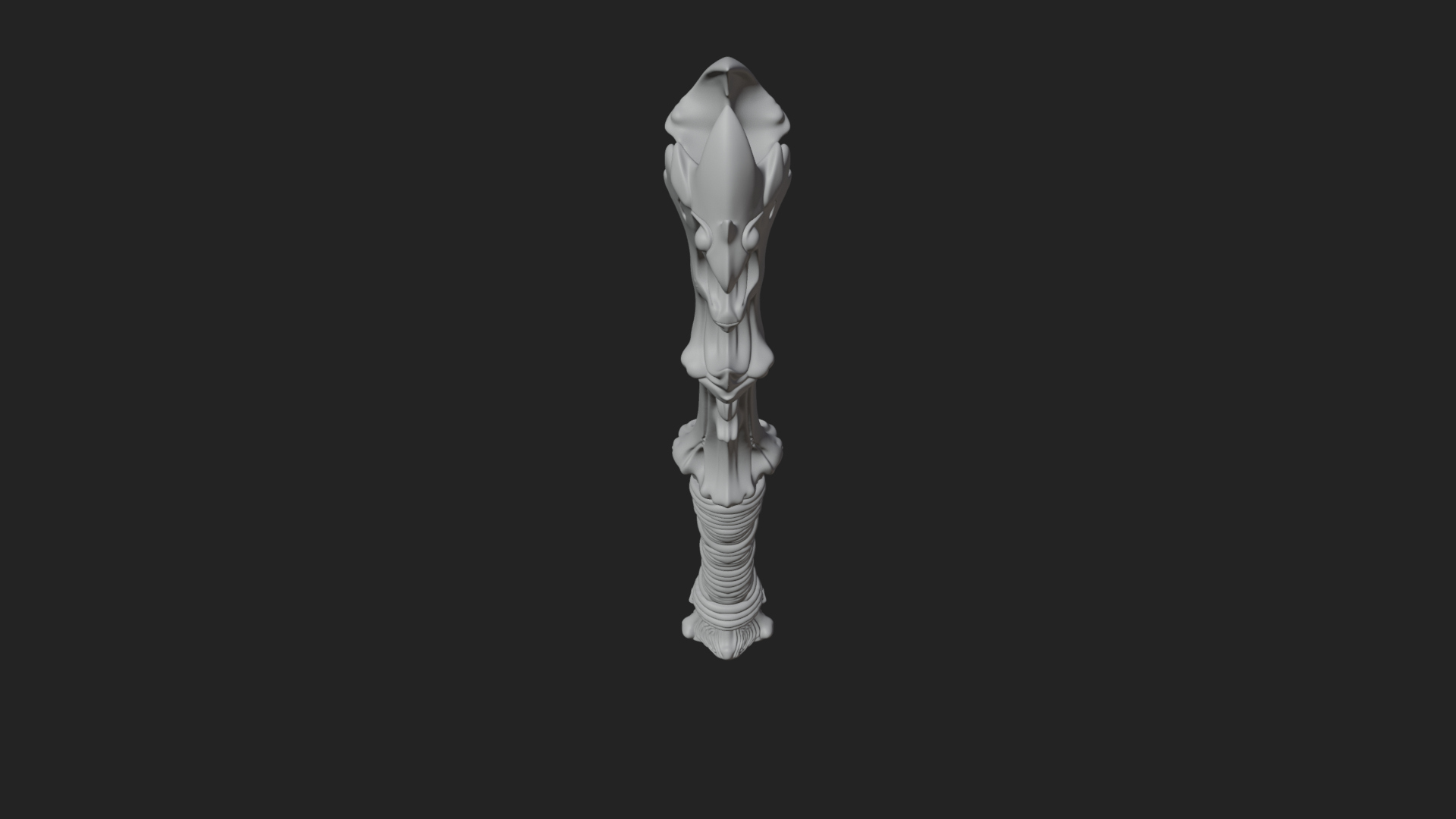Carved Bone Staff Model Design 2 3D Print Model 3D Model