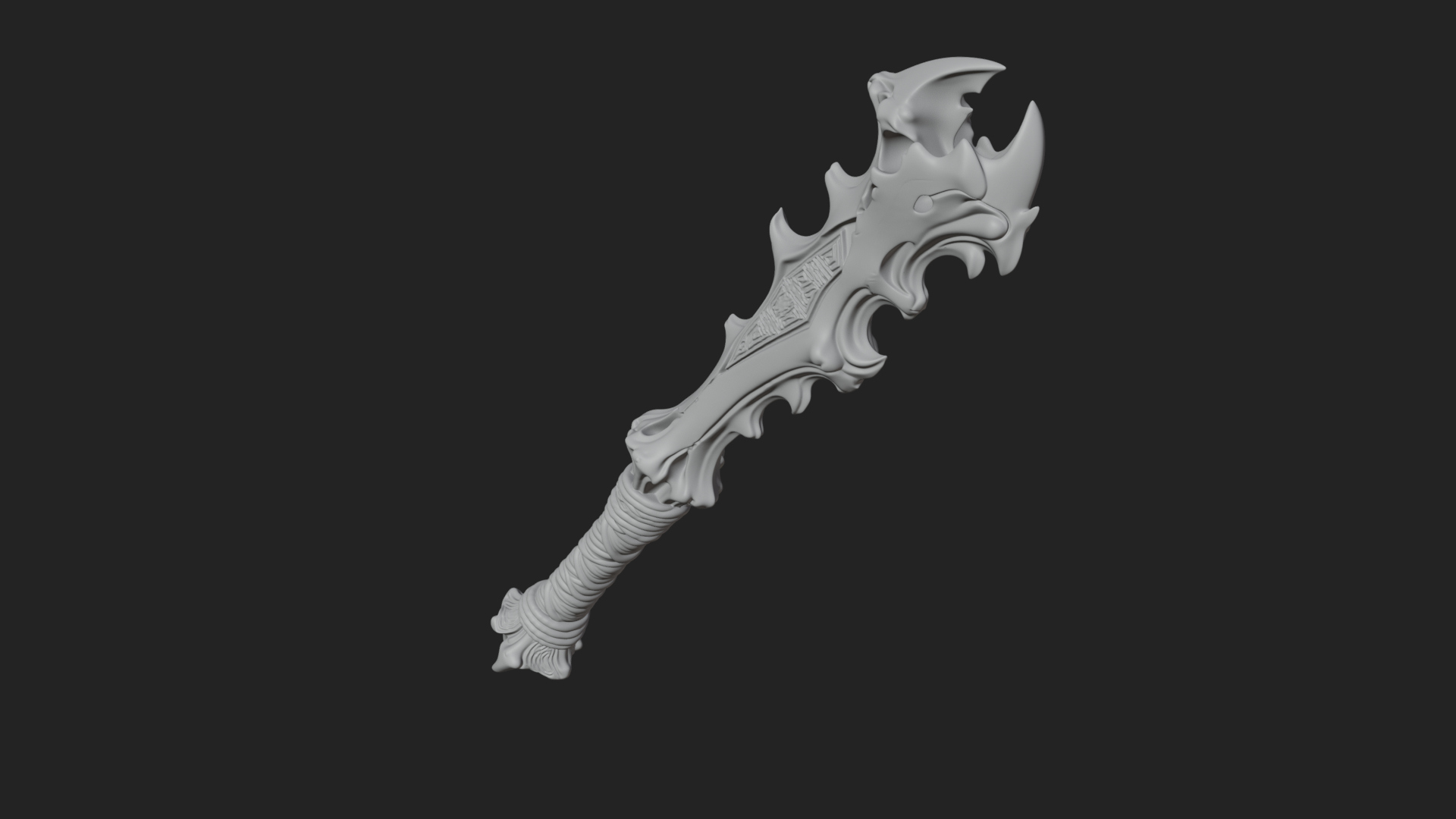 Carved Bone Staff Model Design 2 3D Print Model 3D Model