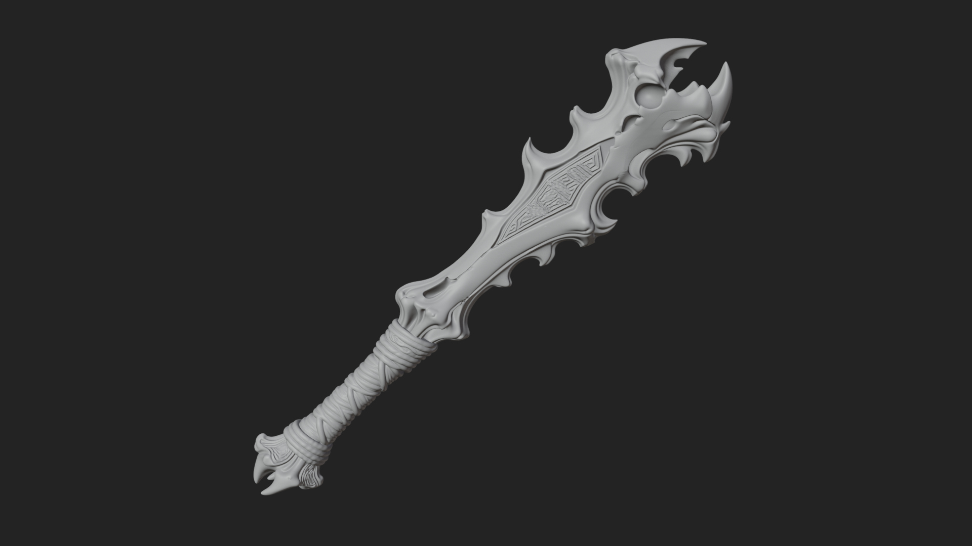 Carved Bone Staff Model Design 2 3D Print Model 3D Model