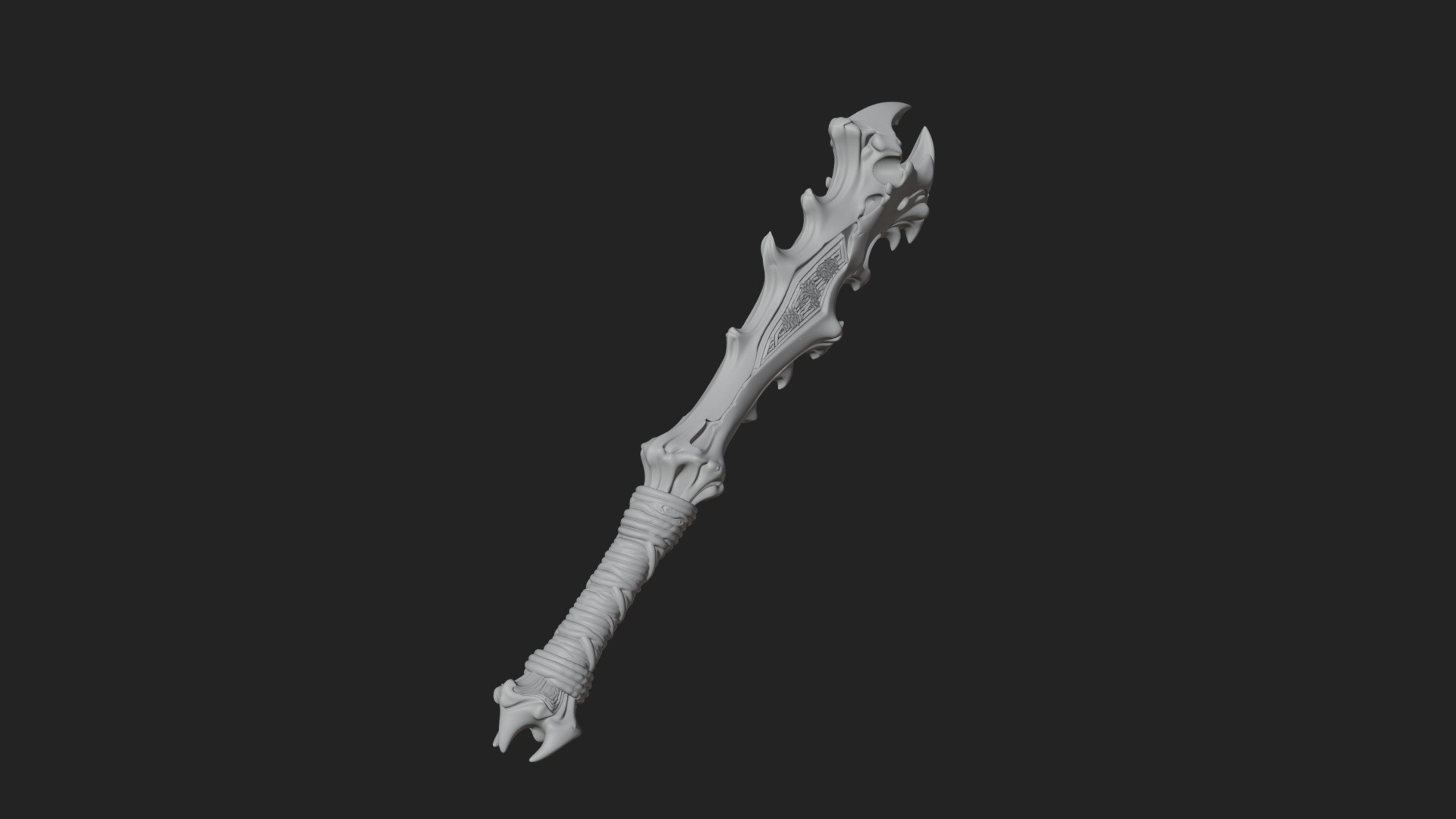 Carved Bone Staff Model Design 2 3D Print Model 3D Model