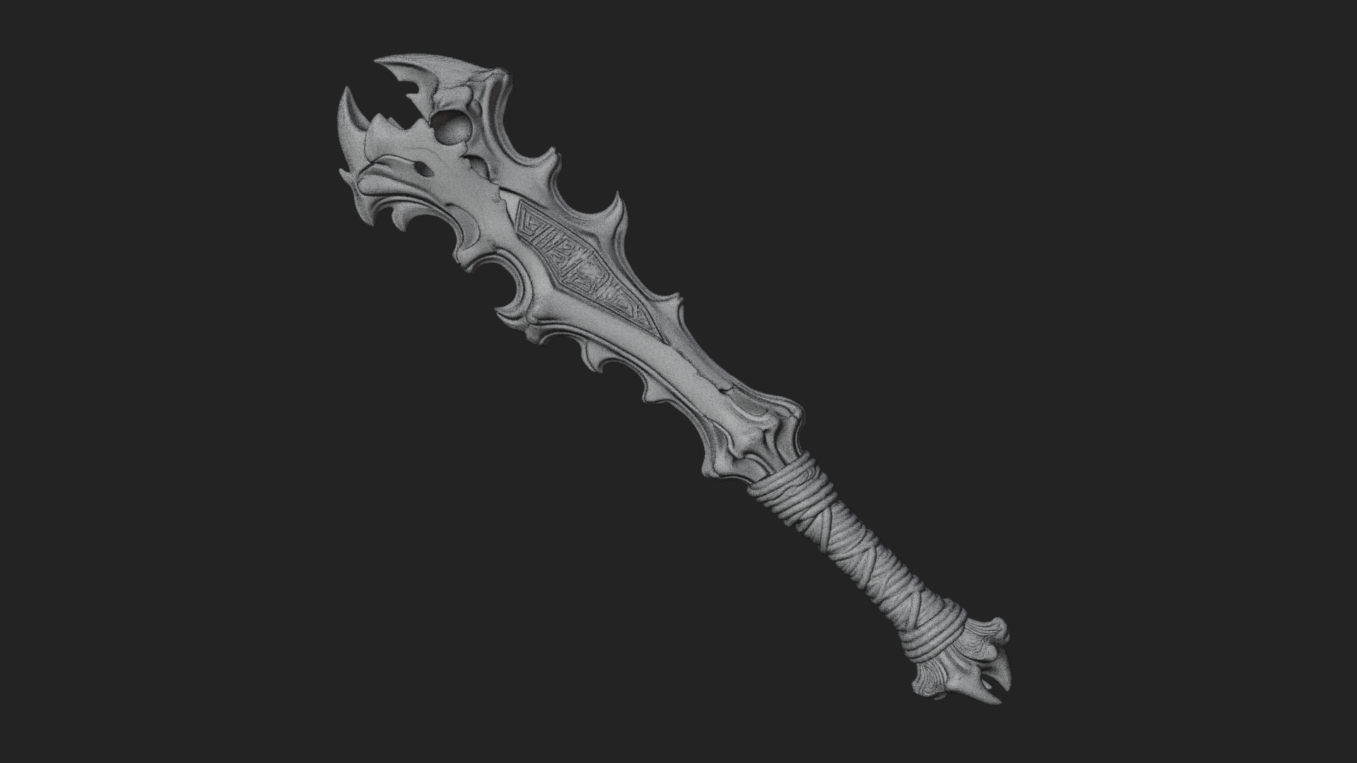 Carved Bone Staff Model Design 2 3D Print Model 3D Model