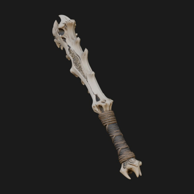 Carved Bone Staff Model Design 2 3D Print Model