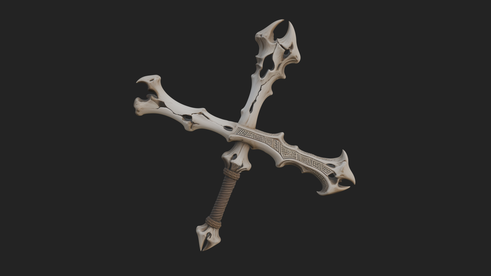 Carved Bone Staff Model Design 3 3D Print Model 3D Model