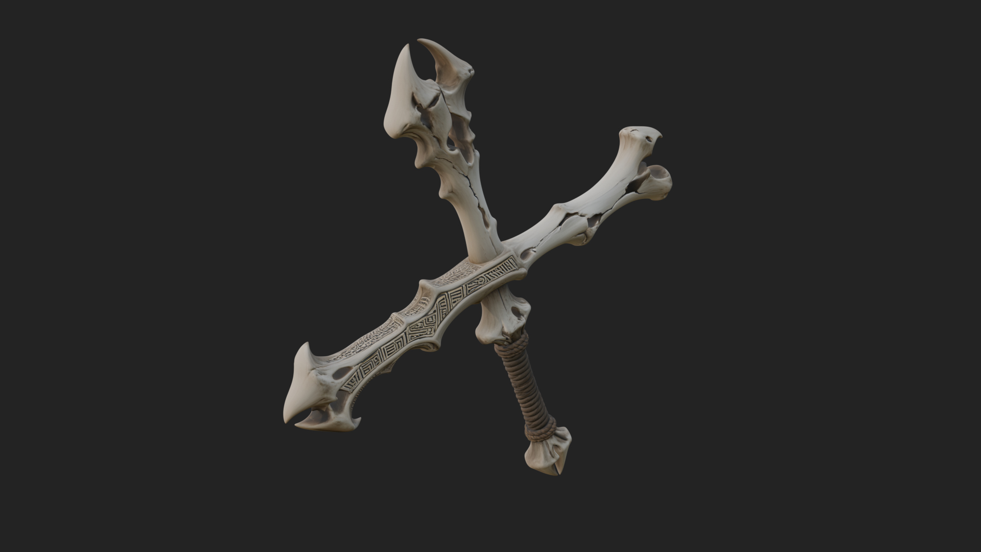 Carved Bone Staff Model Design 3 3D Print Model 3D Model