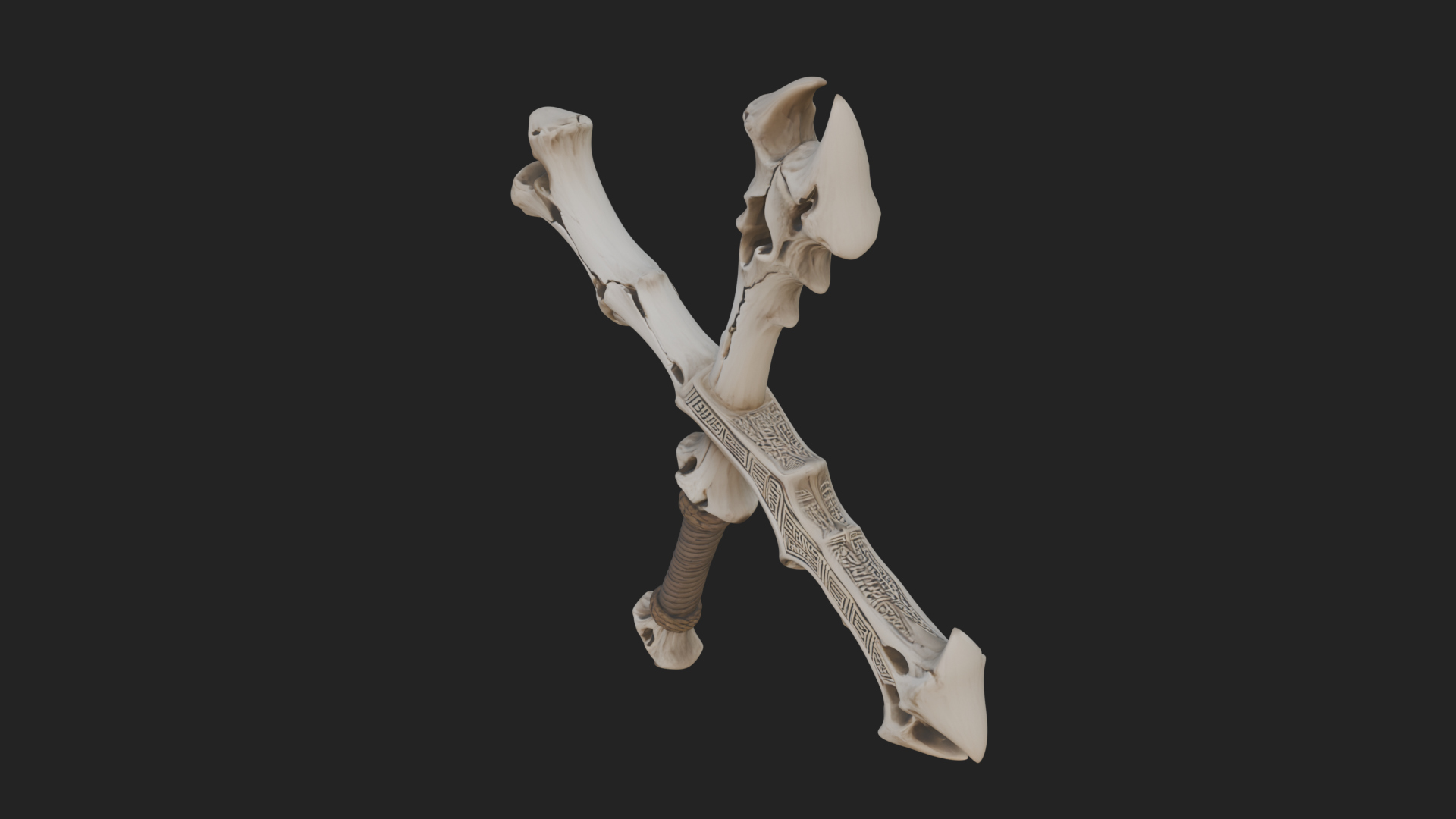 Carved Bone Staff Model Design 3 3D Print Model 3D Model