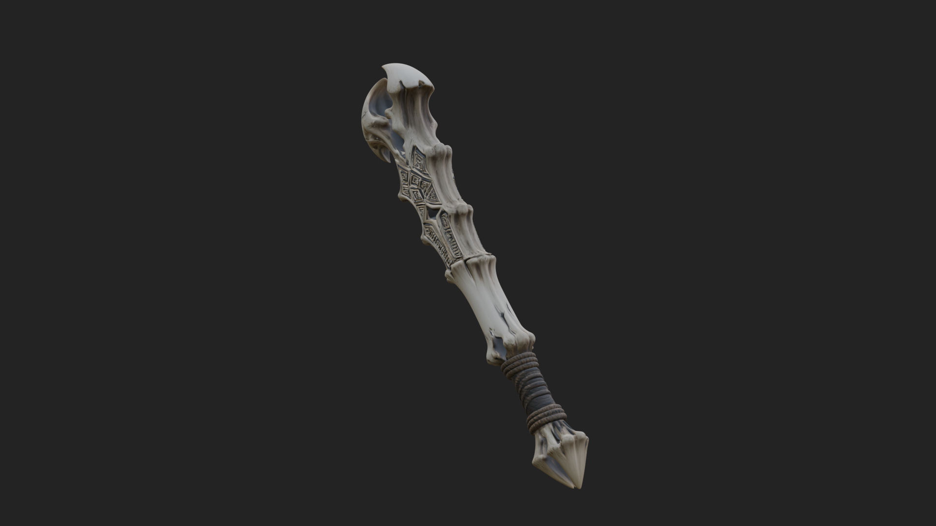 Carved Bone Staff Model Design 4 3D Print Model 3D Model