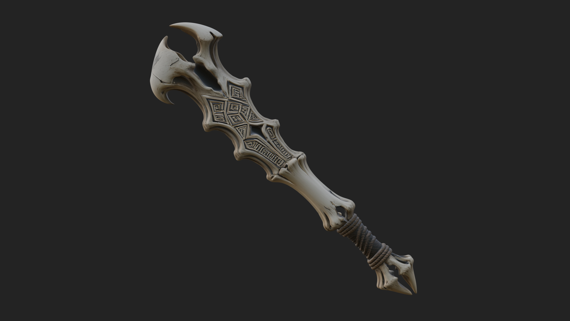 Carved Bone Staff Model Design 4 3D Print Model 3D Model