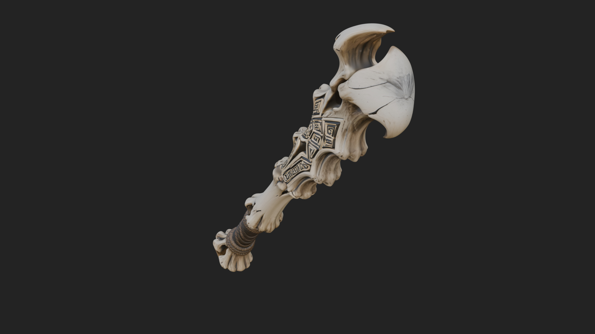 Carved Bone Staff Model Design 4 3D Print Model 3D Model