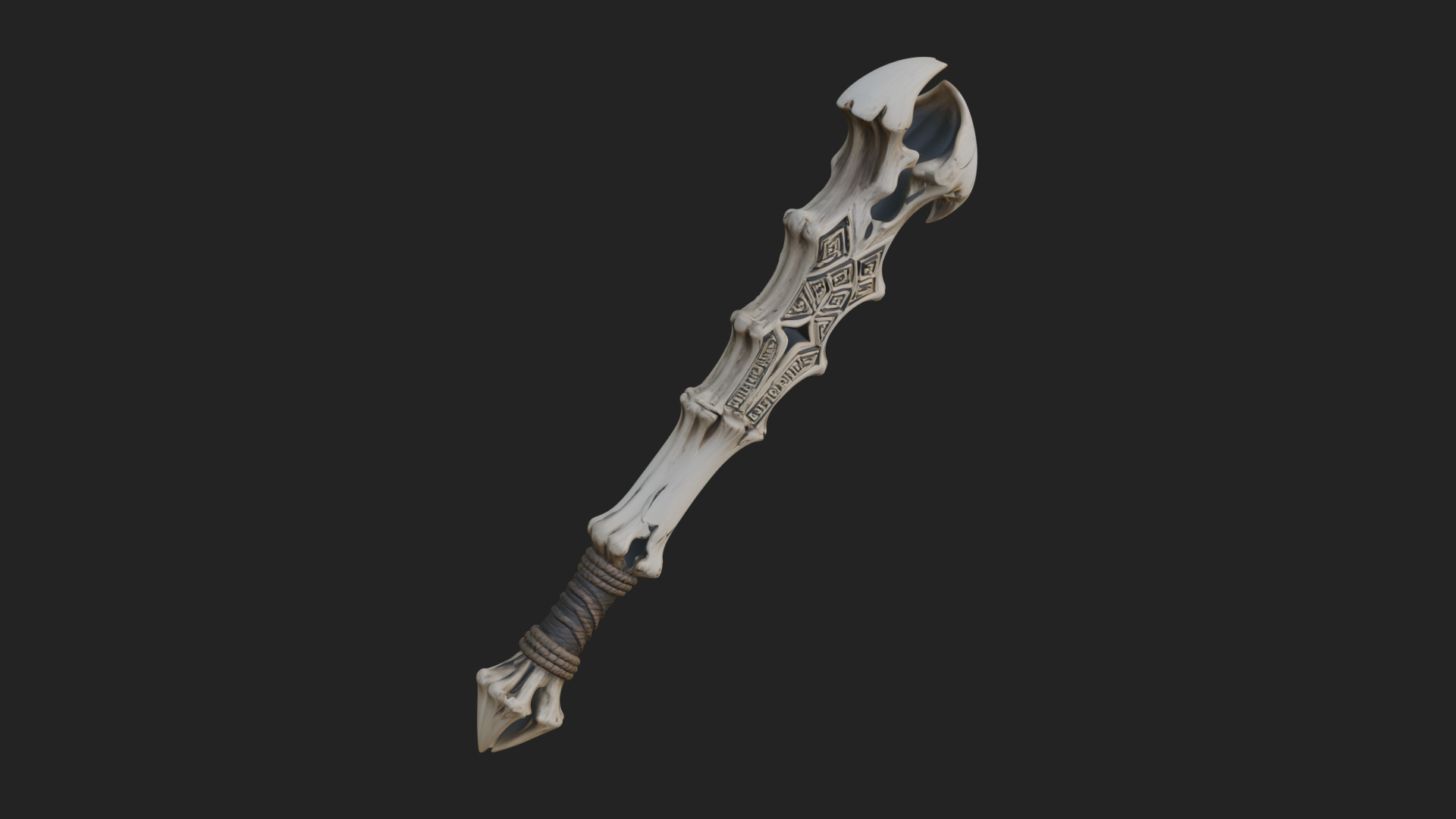 Carved Bone Staff Model Design 4 3D Print Model 3D Model