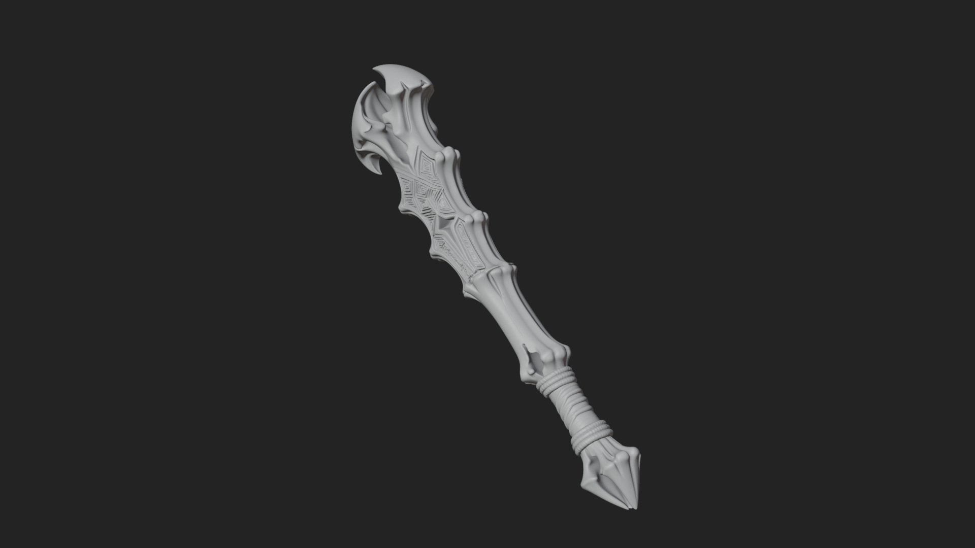 Carved Bone Staff Model Design 4 3D Print Model 3D Model