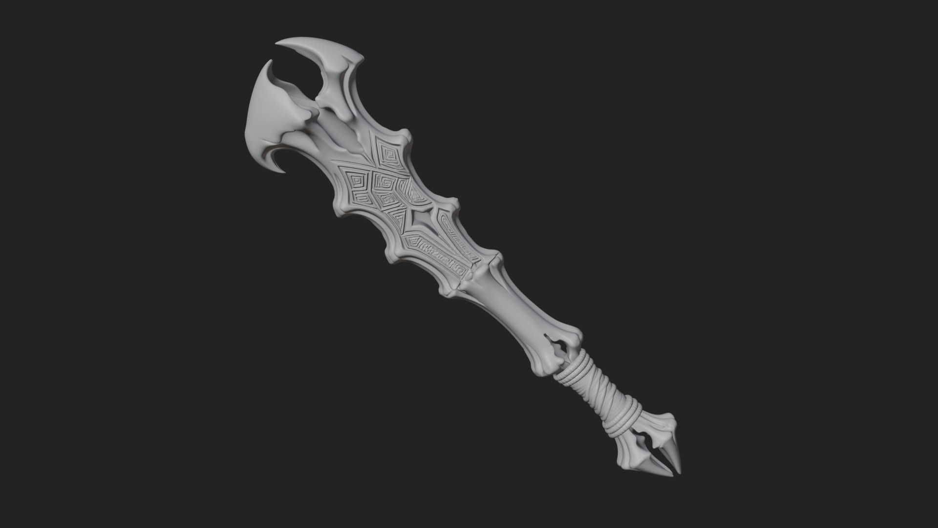 Carved Bone Staff Model Design 4 3D Print Model 3D Model