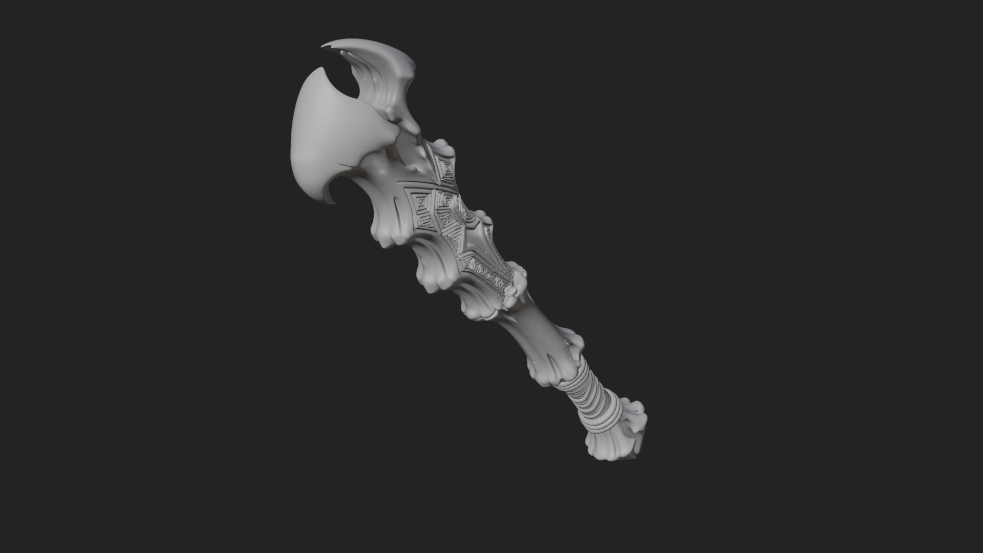 Carved Bone Staff Model Design 4 3D Print Model 3D Model
