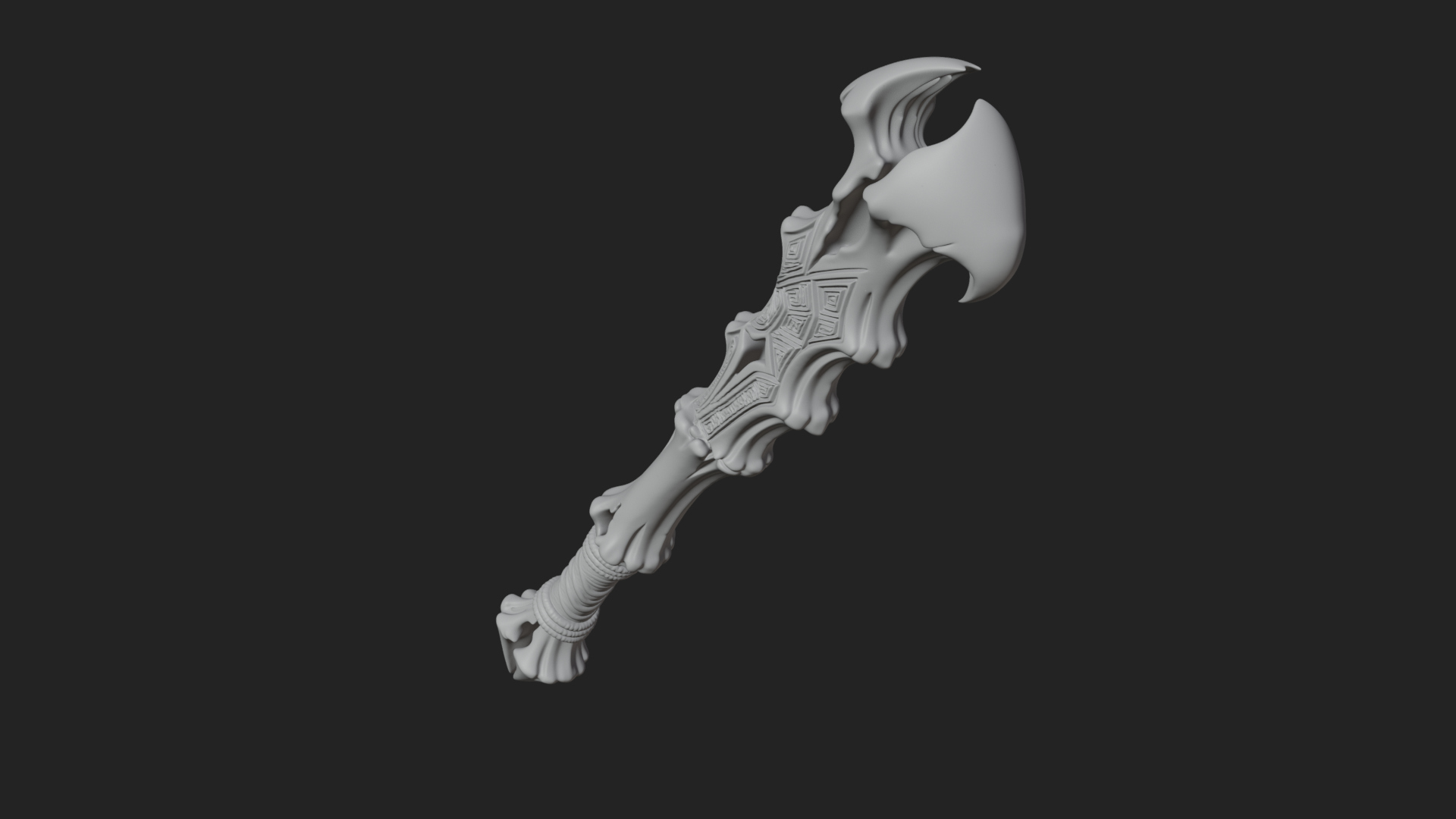 Carved Bone Staff Model Design 4 3D Print Model 3D Model