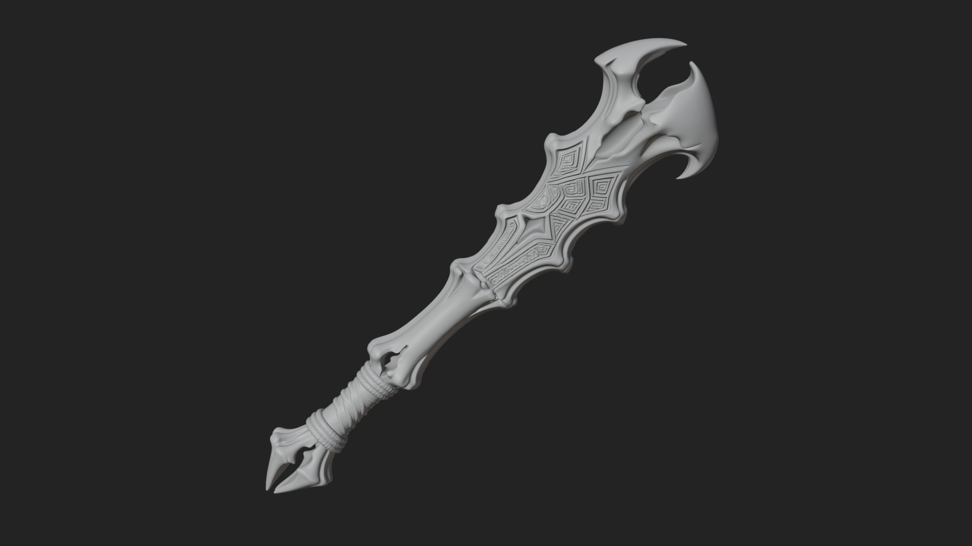 Carved Bone Staff Model Design 4 3D Print Model 3D Model