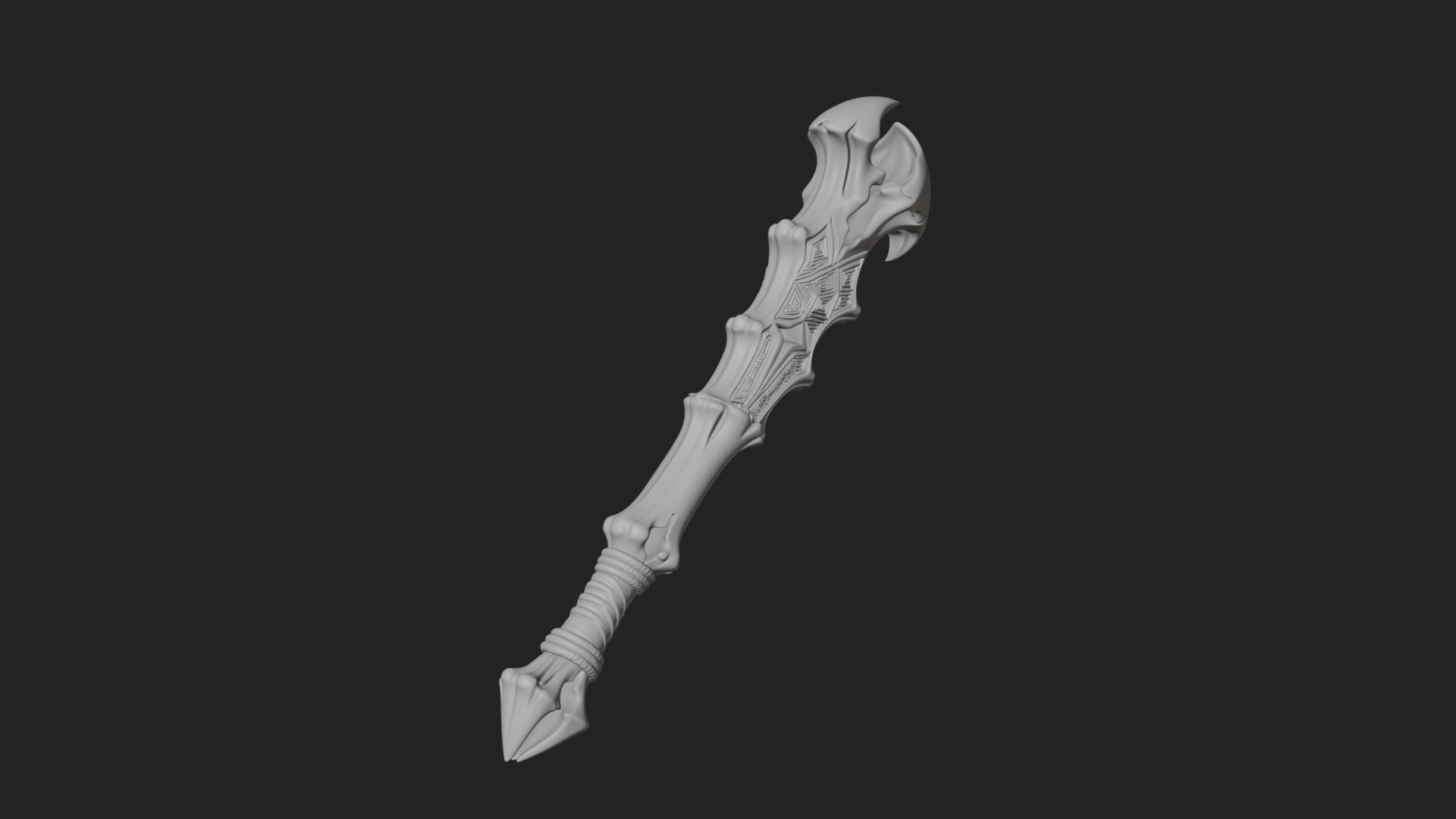 Carved Bone Staff Model Design 4 3D Print Model 3D Model