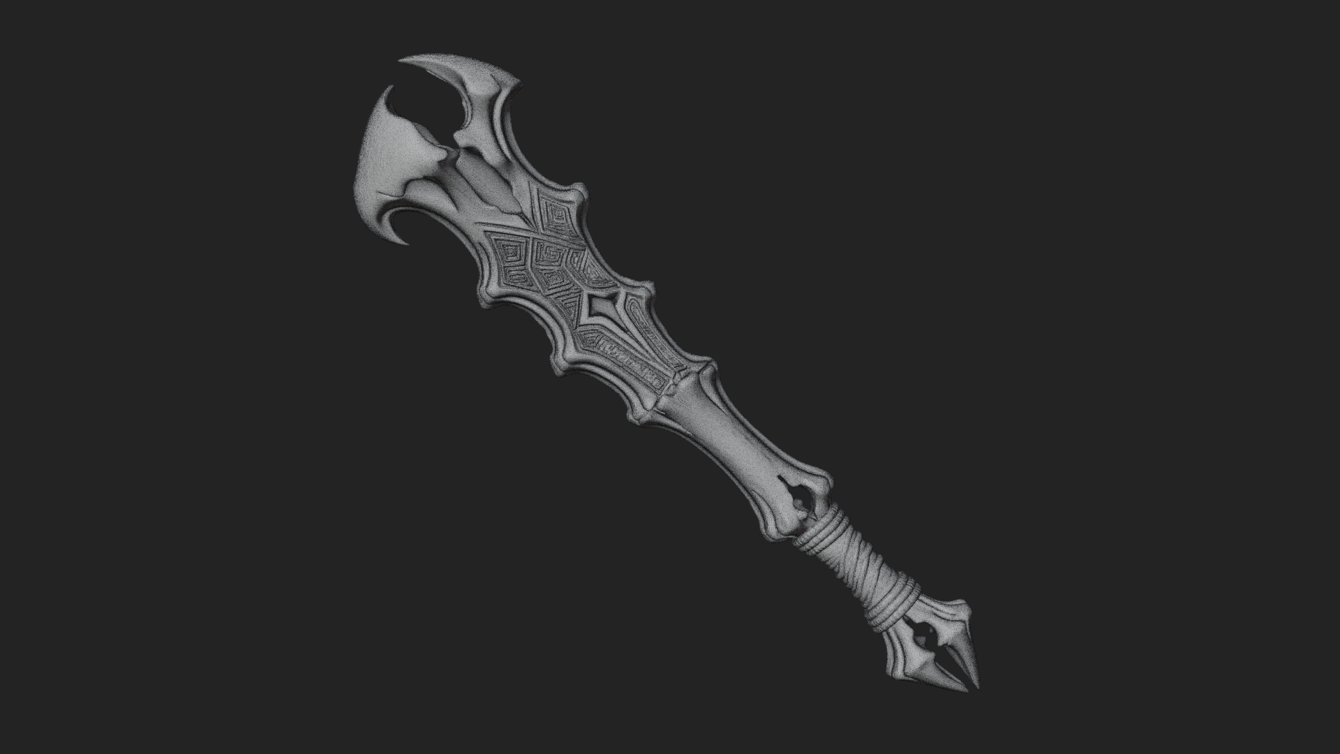Carved Bone Staff Model Design 4 3D Print Model 3D Model