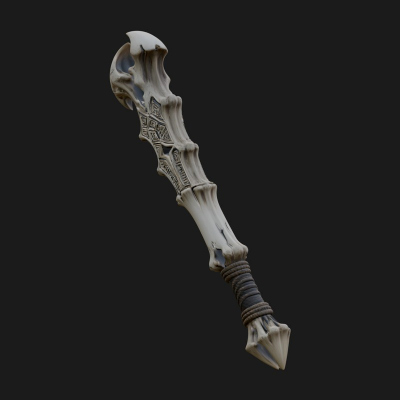 Carved Bone Staff Model Design 4 3D Print Model