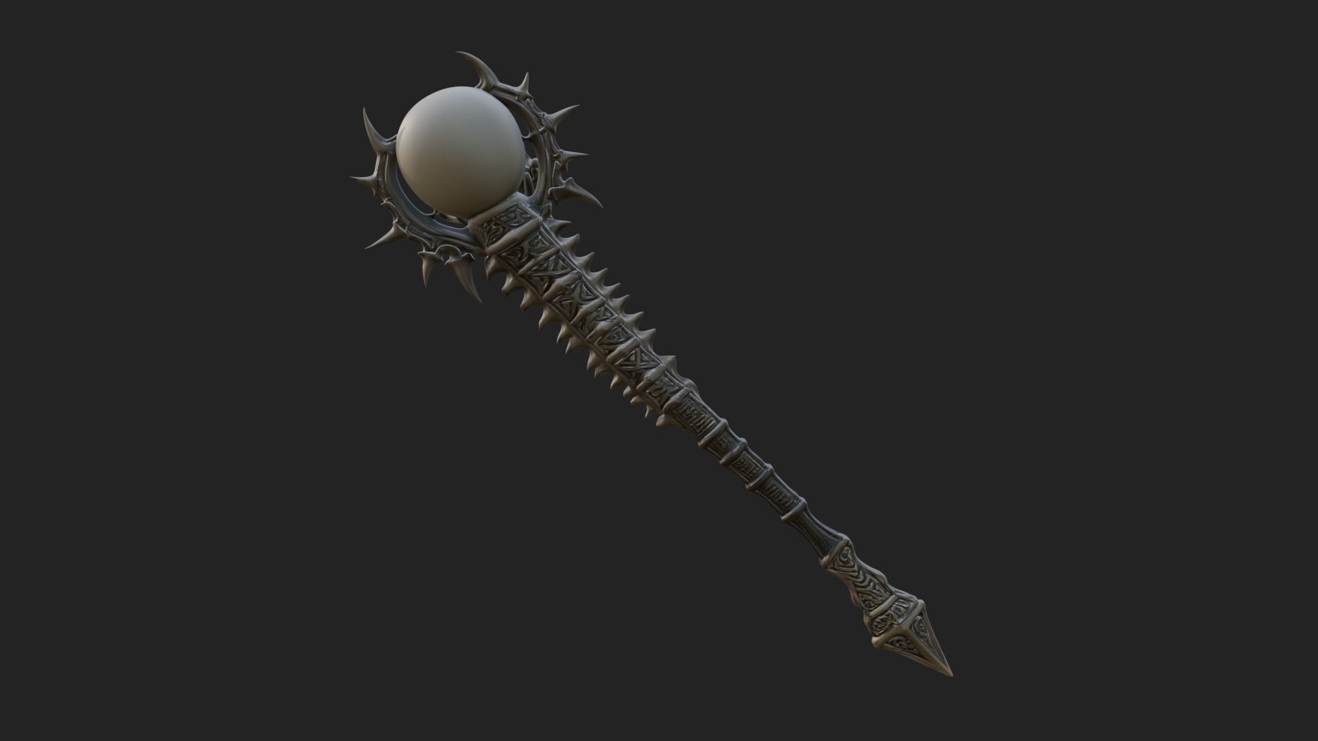 Carved Bone Staff Model Design 5 3D Print Model 3D Model