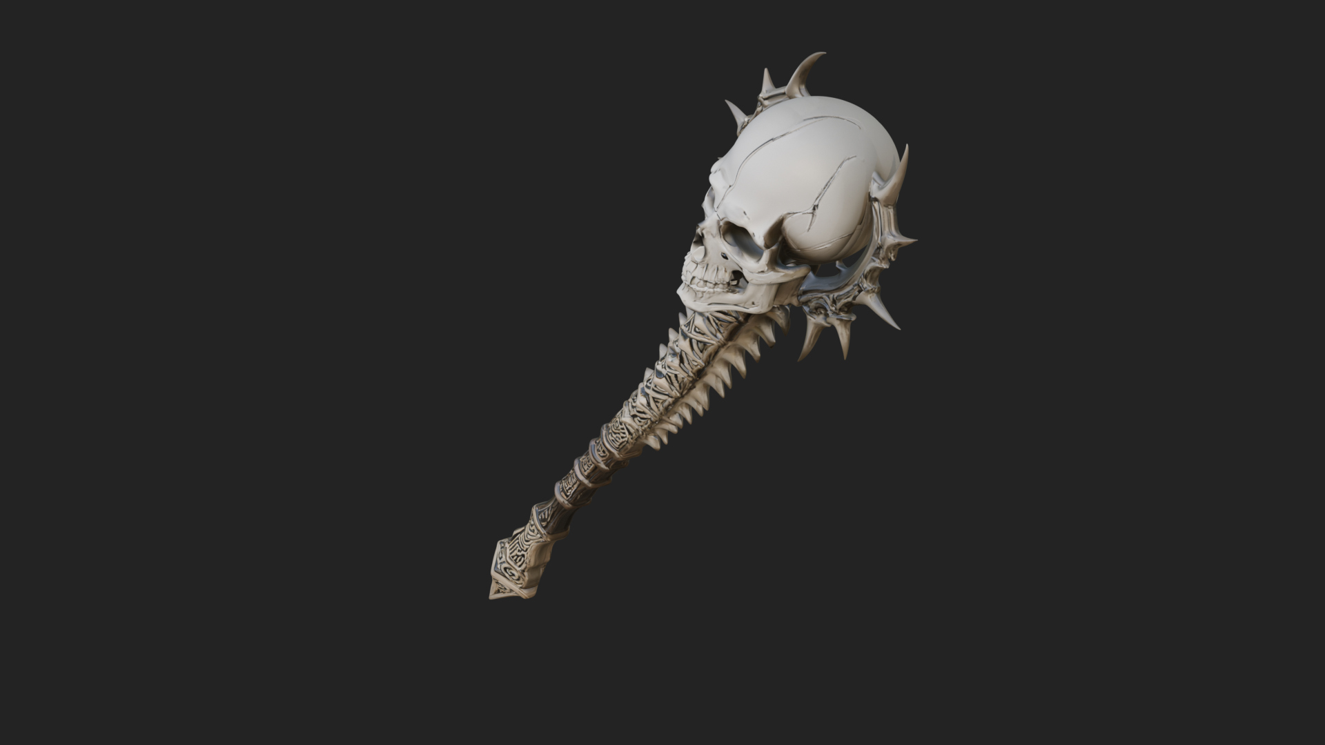 Carved Bone Staff Model Design 5 3D Print Model 3D Model