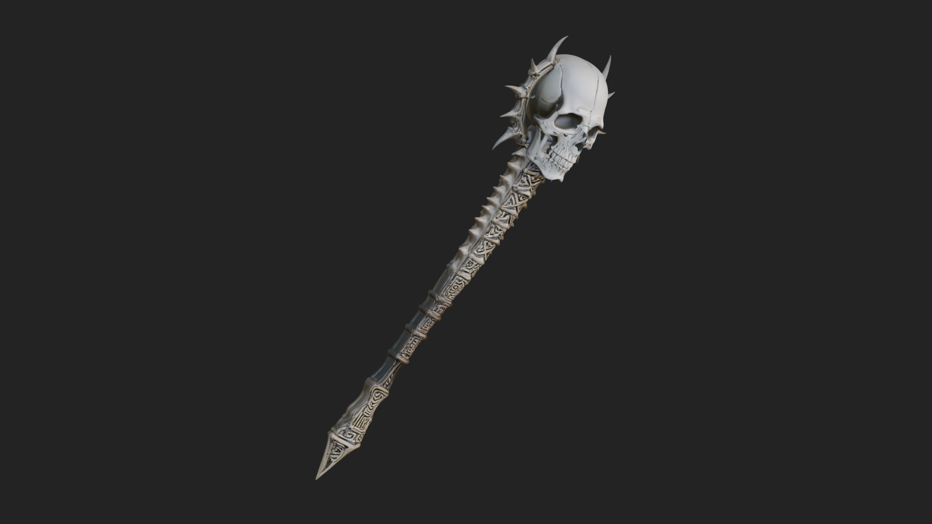Carved Bone Staff Model Design 5 3D Print Model 3D Model