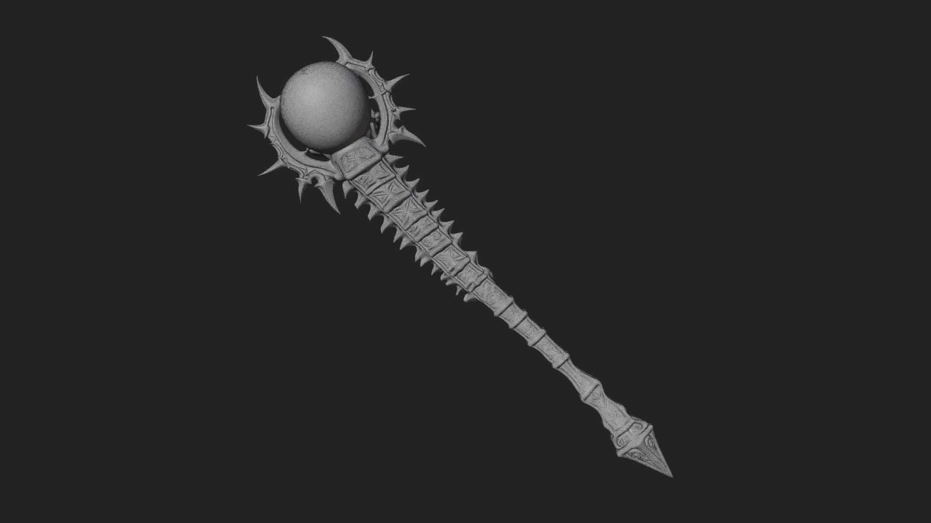 Carved Bone Staff Model Design 5 3D Print Model 3D Model