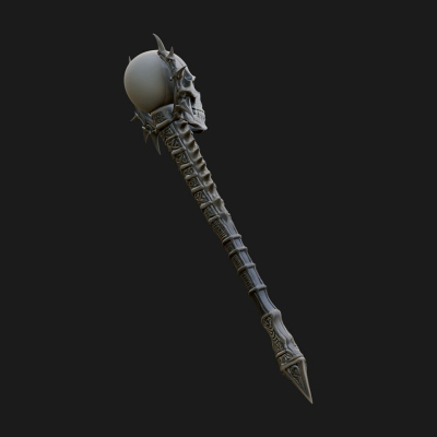 Carved Bone Staff Model Design 5 3D Print Model