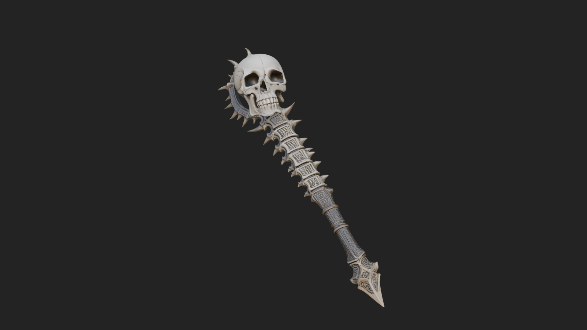 Carved Bone Staff Model Design 6 3D Print Model 3D Model