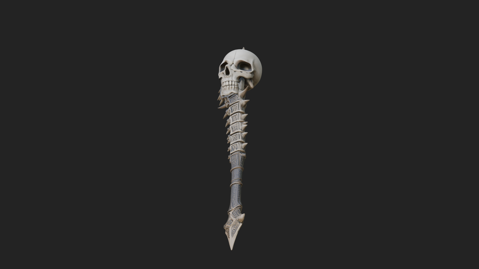Carved Bone Staff Model Design 6 3D Print Model 3D Model