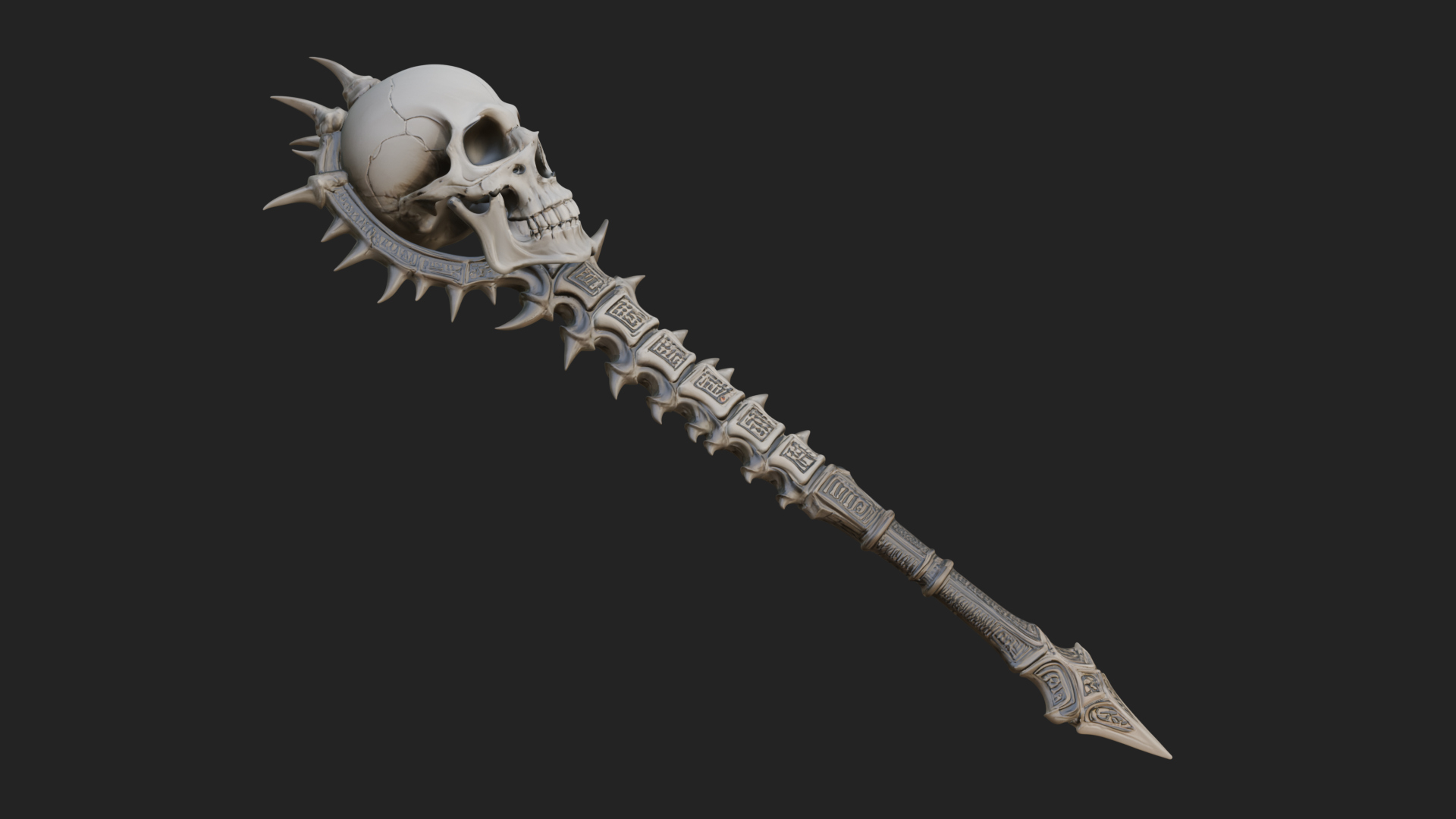 Carved Bone Staff Model Design 6 3D Print Model 3D Model