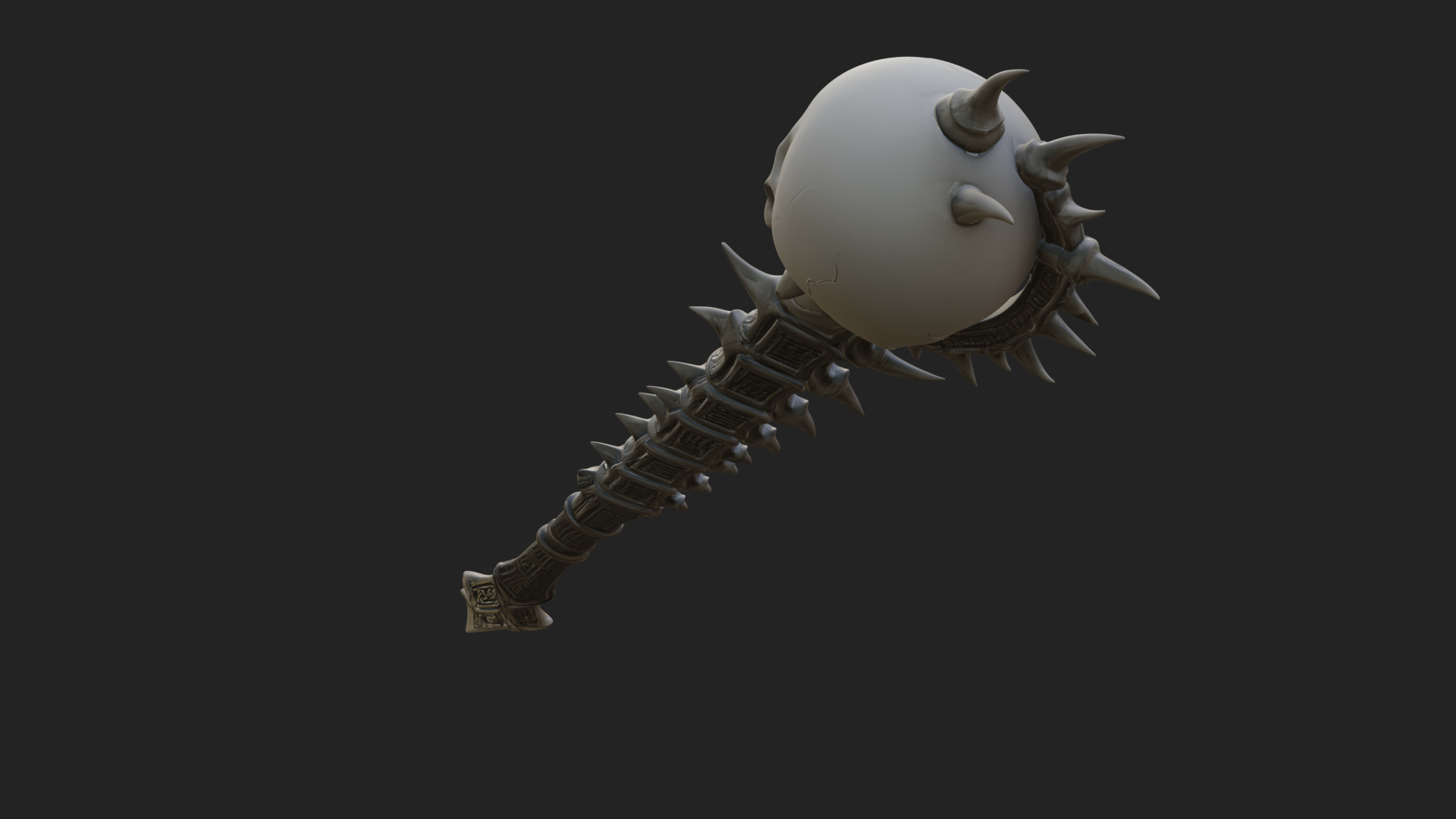 Carved Bone Staff Model Design 6 3D Print Model 3D Model