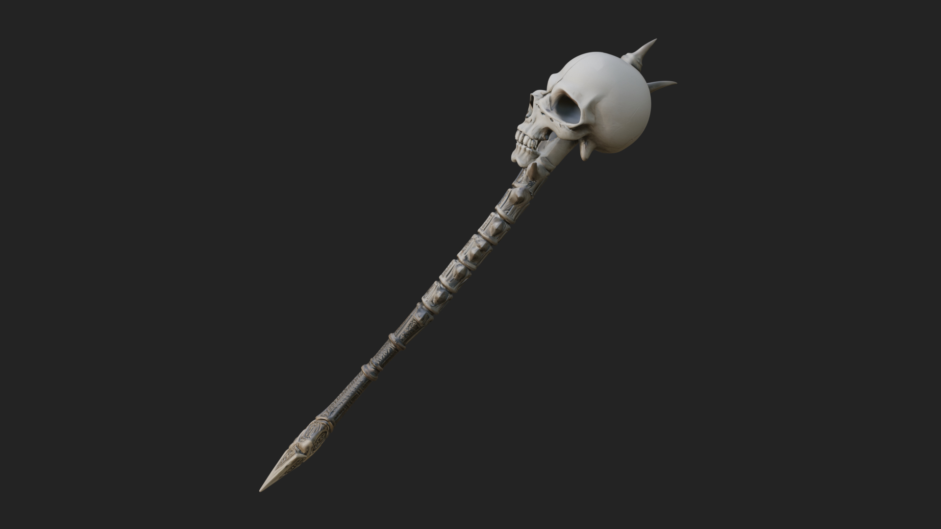Carved Bone Staff Model Design 6 3D Print Model 3D Model