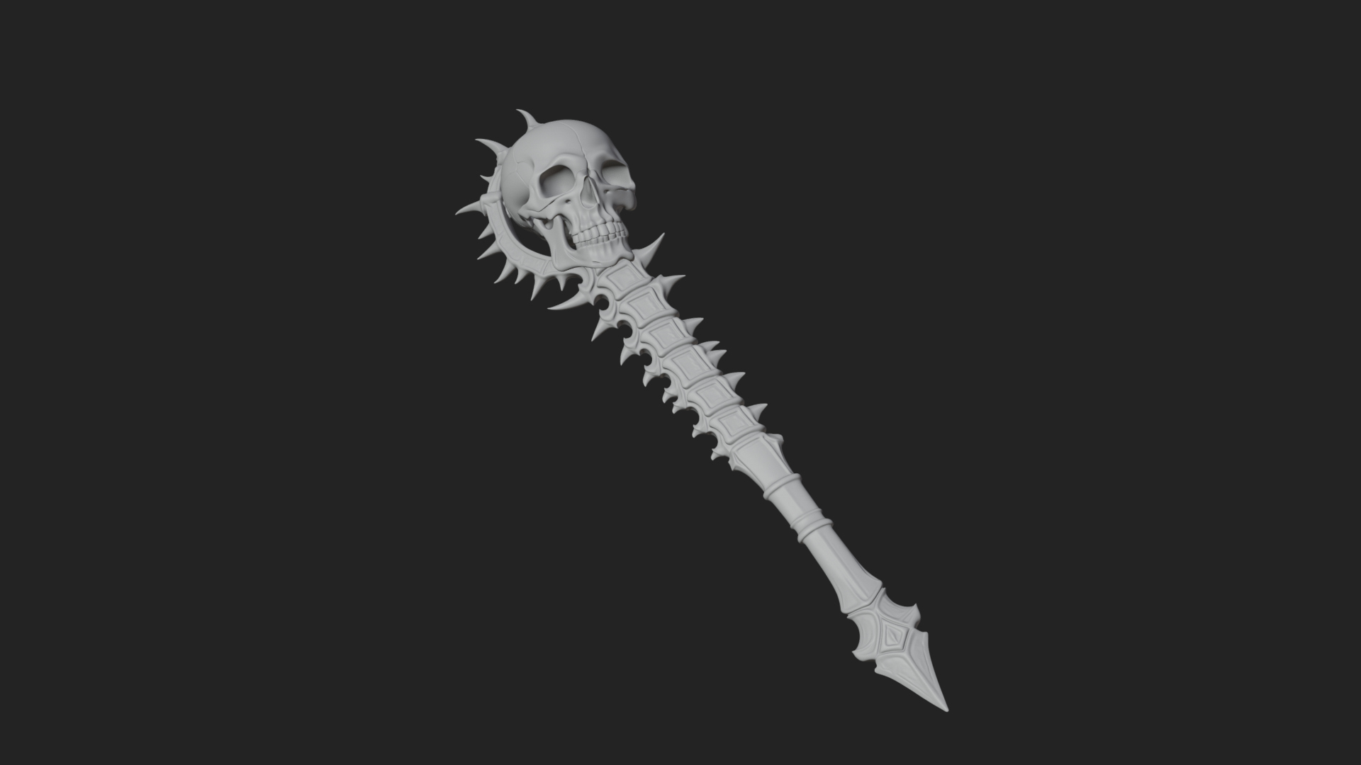 Carved Bone Staff Model Design 6 3D Print Model 3D Model