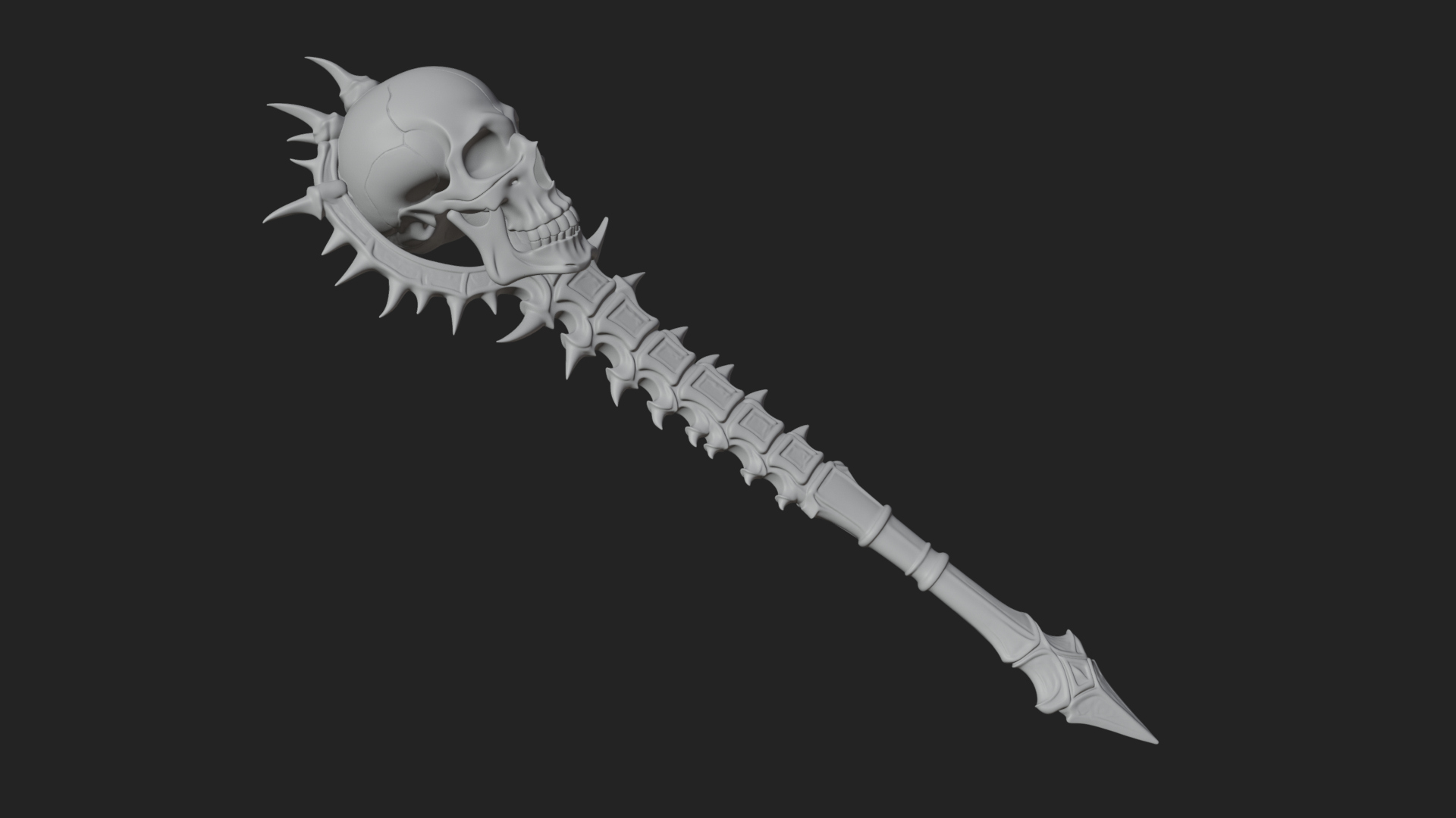Carved Bone Staff Model Design 6 3D Print Model 3D Model