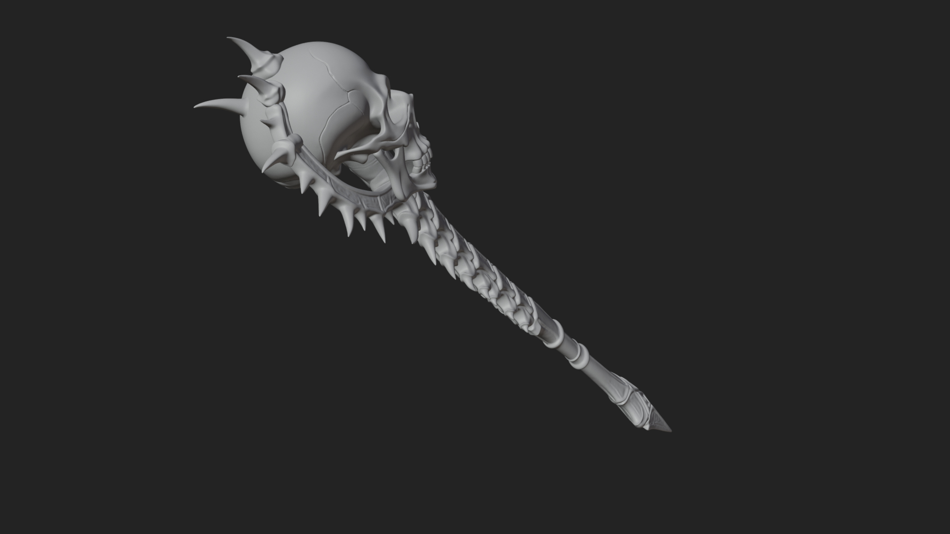 Carved Bone Staff Model Design 6 3D Print Model 3D Model