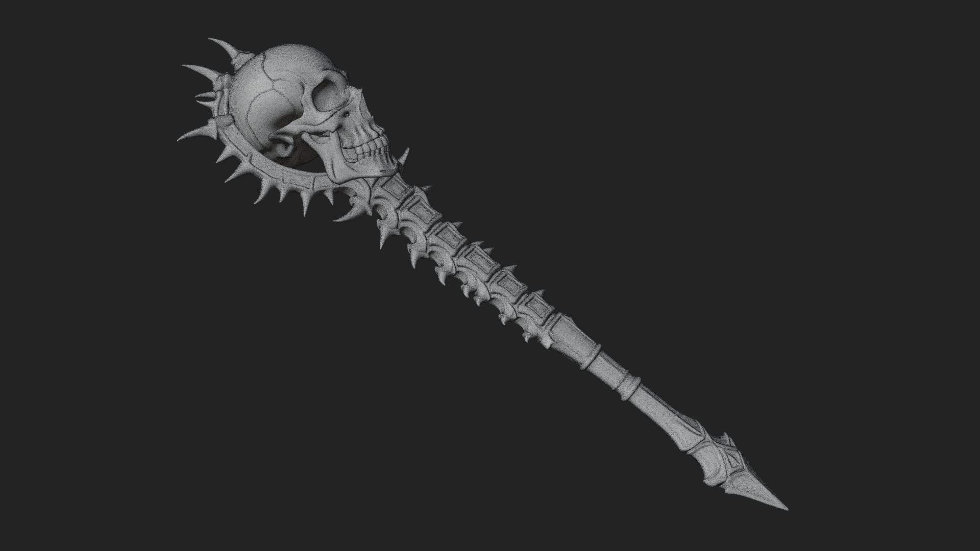 Carved Bone Staff Model Design 6 3D Print Model 3D Model