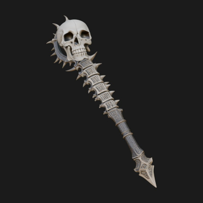 Carved Bone Staff Model Design 6 3D Print Model