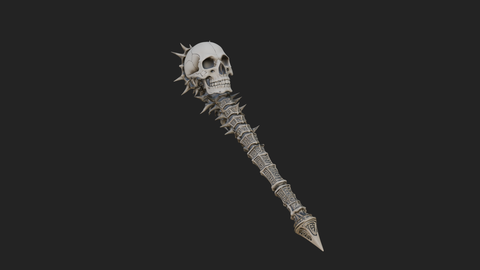 Carved Bone Staff Model Design 7 3D Print Model 3D Model