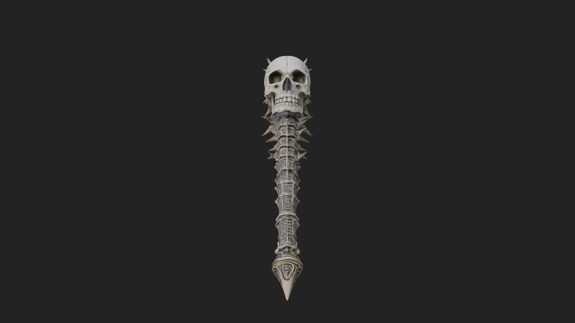 Carved Bone Staff Model Design 7 3D Print Model 3D Model