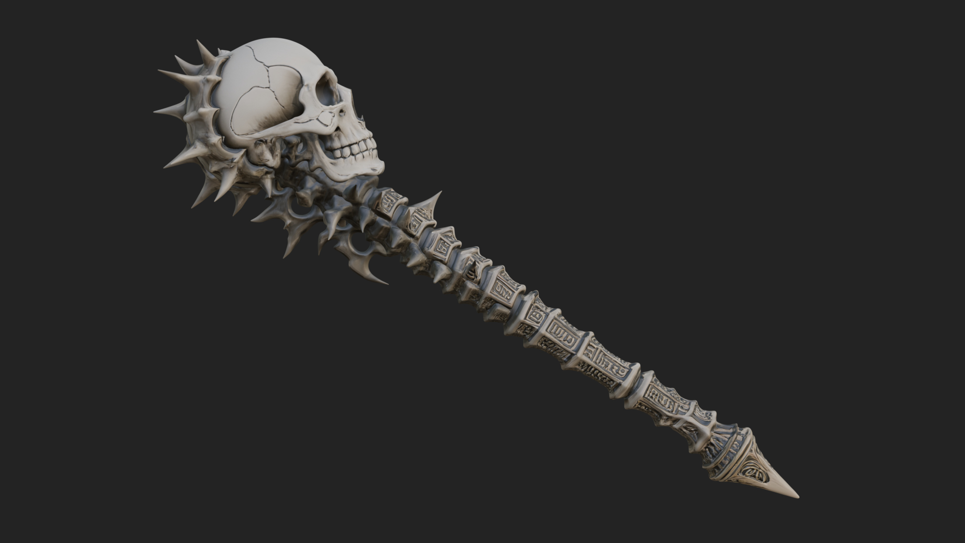 Carved Bone Staff Model Design 7 3D Print Model 3D Model